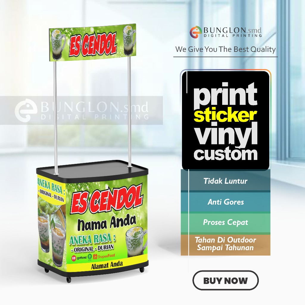 

CETAK STIKER MEJA BOTH ES CENDOL MEJA JUALAN EVENT DESK FREE REQUEST DESAIN