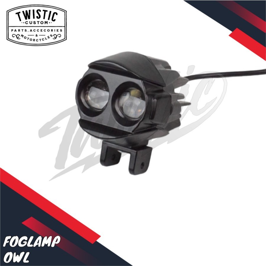 Foglamp Lampu Tembak Sorot Kabut LED Owl Touring Motor 2 Warna Putih Kuning