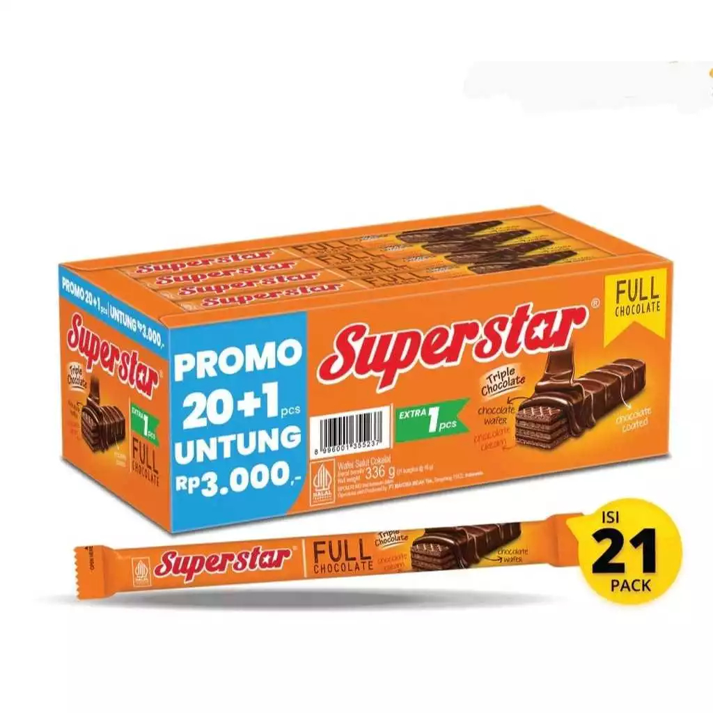 

SUPER STAR ROMA WAFER COKLAT BOX ISI 20 pcs