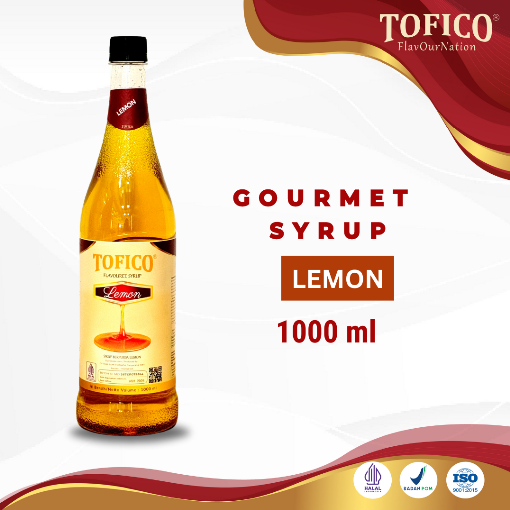 

Syrup Lemon Tofico / Sirup Rasa Lemon Premium 1 Liter / Tofico Syrup Official