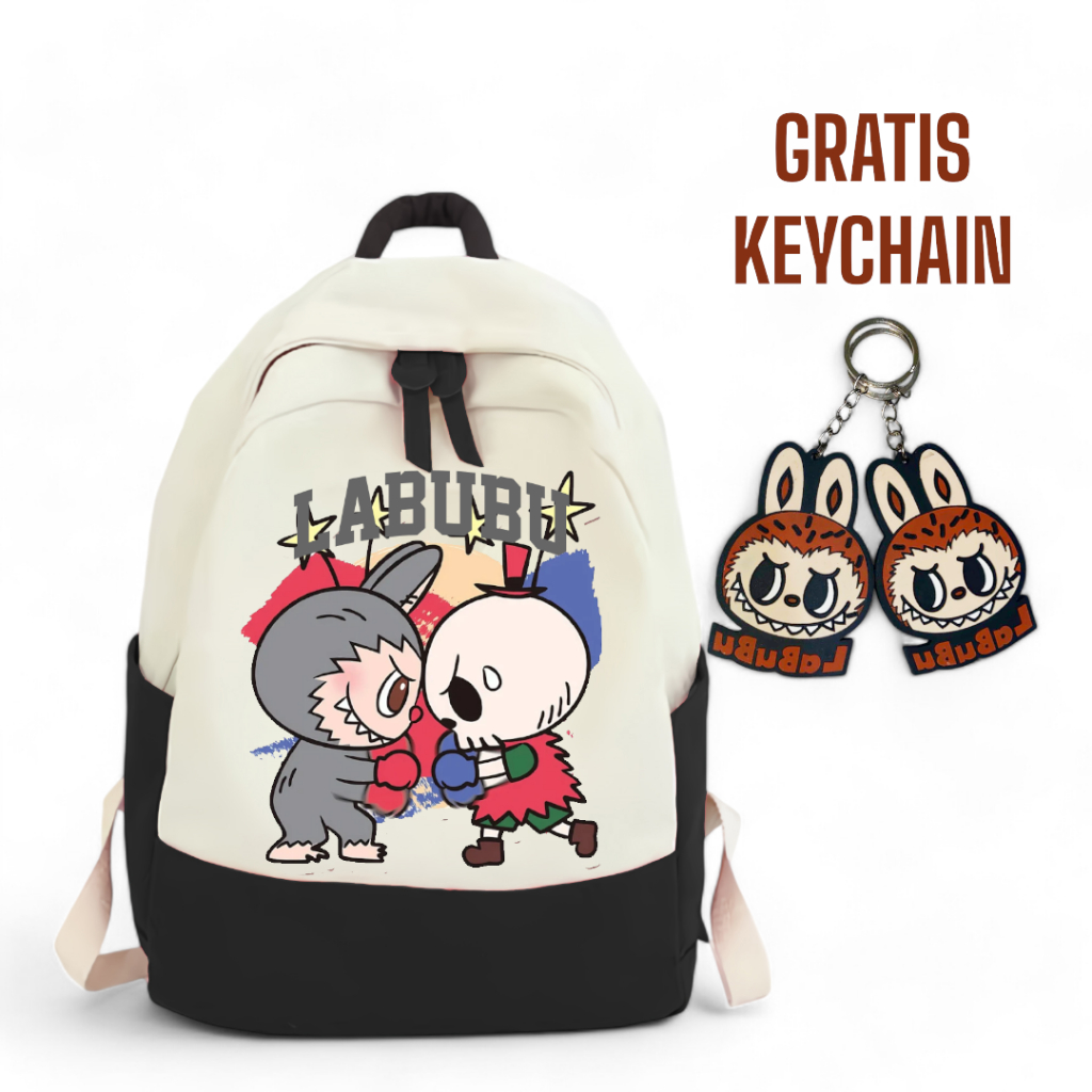 Tas Ransel Anak Sekolah Labubu Kekinian Anak2 SD TK PAUD Wanita Perempuan Cewe Keren Kece Labubu Tha