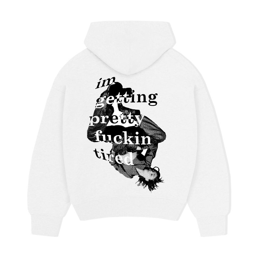 WOOZY | HOODIE PRIA OVERSIZE PUTIH | TIRED