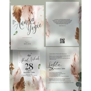 UNDANGAN LIPAT SERI SCC-018 MOTIF LEAVES AESTHETIC | UNDANGAN PERNIKAHAN SIMPEL | BLANGKO UNDANGAN W