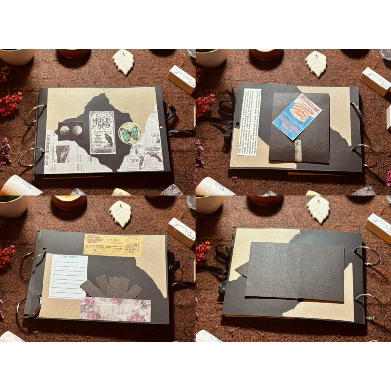 SCRAPBOOK ALBUM AESTHETIC BLACK BISA CUSTOM FOTO, SUDAH DENGAN DEKORASI DAN POP UP UNTUK HADIAH ULAN