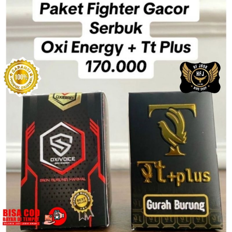 oxivoice energy dan TT plus gurah burung (paket gacor fighter serbuk)