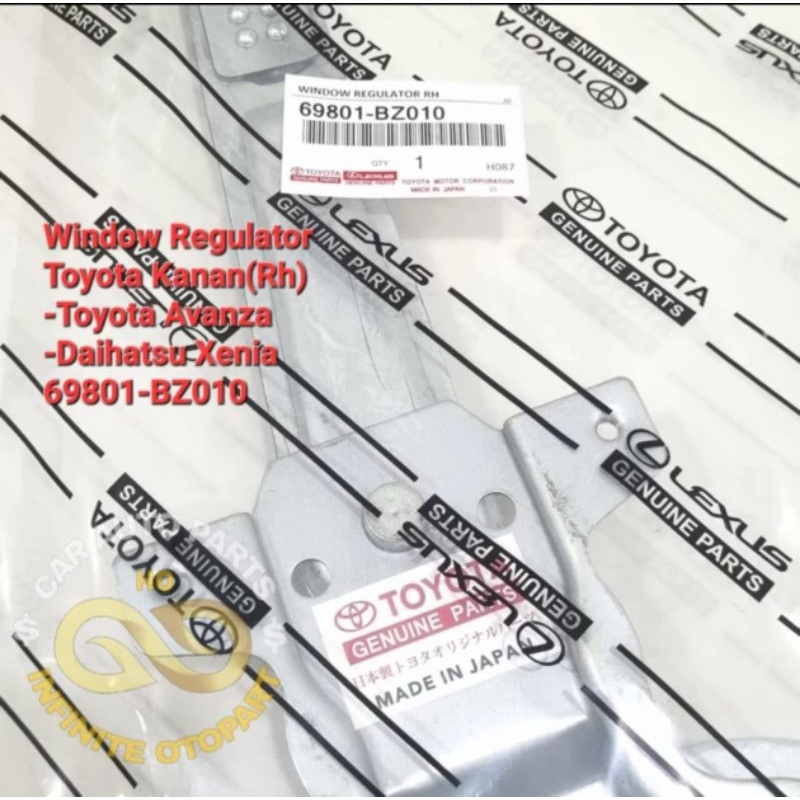 WINDOW REGULATOR KANAN  TOYOTA AVANZA XENIA 69801-BZ010 ORIGINAL