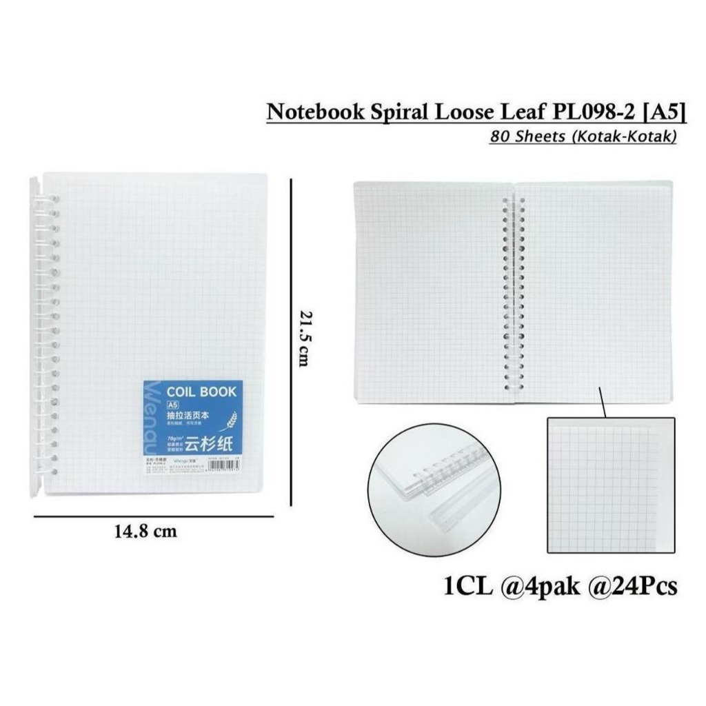 

WENGU NOTEBOOK SPIRAL SOFT RING - BUKU SPIRAL GARIS KOTAK PL-098-2 A5 B5
