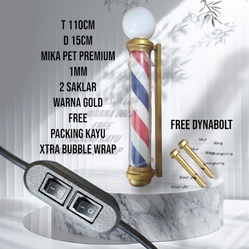 Lampu Barber BIG BARBER POLE CLASSIC bola lampu atas