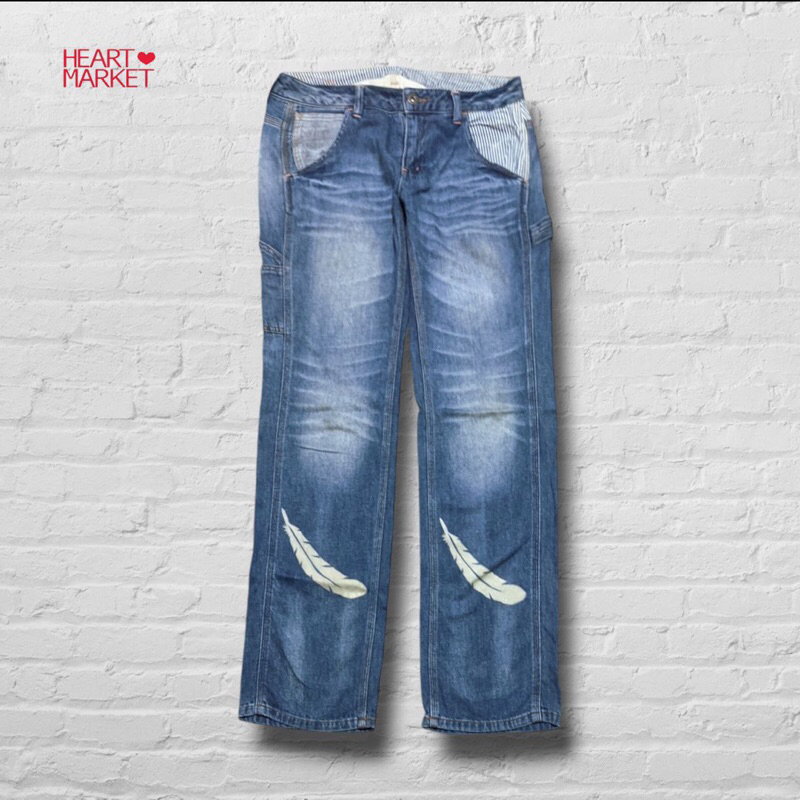 Celana Panjang Longpants Jeans Carpenter Heart Market Blue Washed Fading Regular Fit Original Second