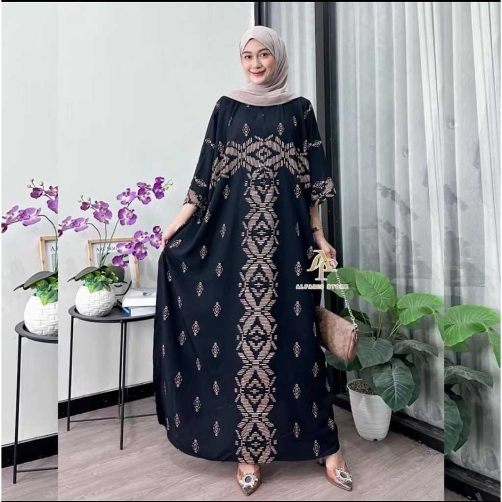 Yura Kaftan Rayon Premium by Daster Qu Kaftan Batik Busui Lengan Panjang Daster Kaftan Kondangan