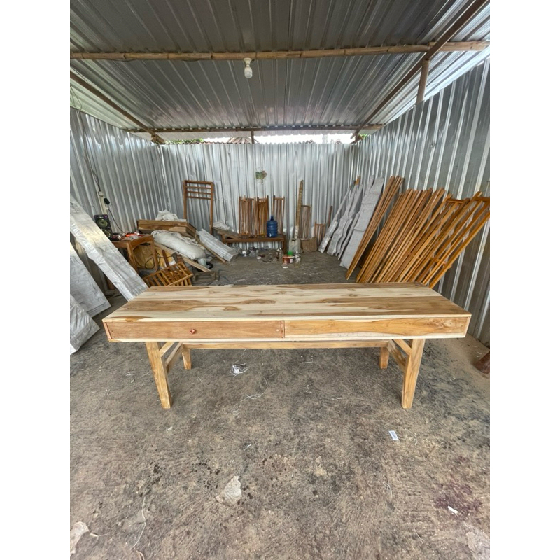 GRATIS ONGKIR MEJA KAYU JATI PANJANG 2 METER