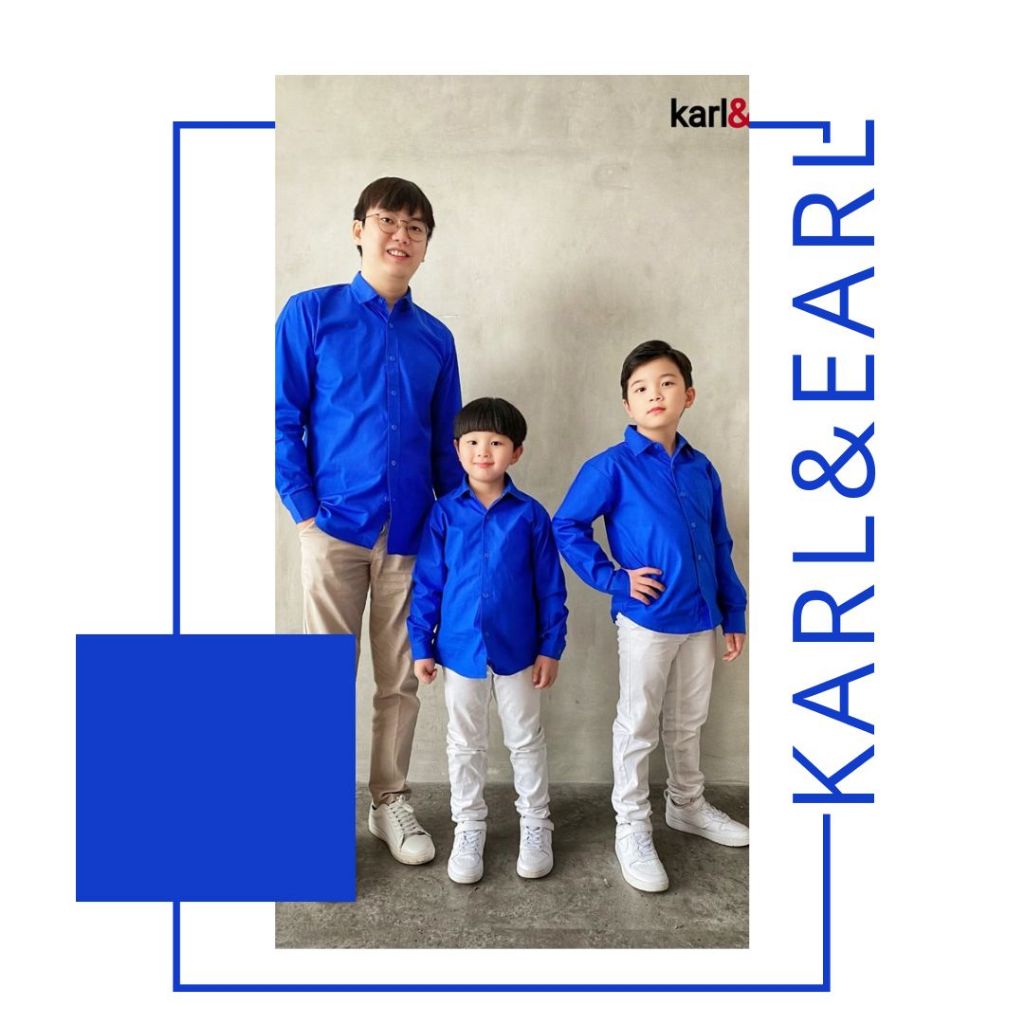 KARL&EARL Kemeja Anak Lengan Panjang Warna Electrik Biru Elektrik / Hem Polos Pria Biru BCA