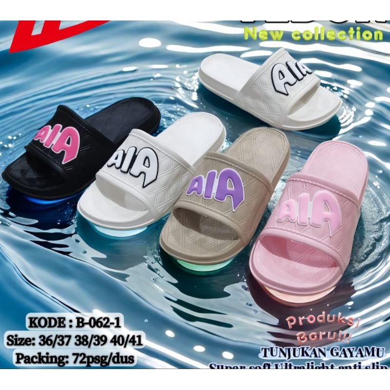 Sandal Selop Karet Wanita Dewasa Motif AiA Kece Fashion Terbaru 062