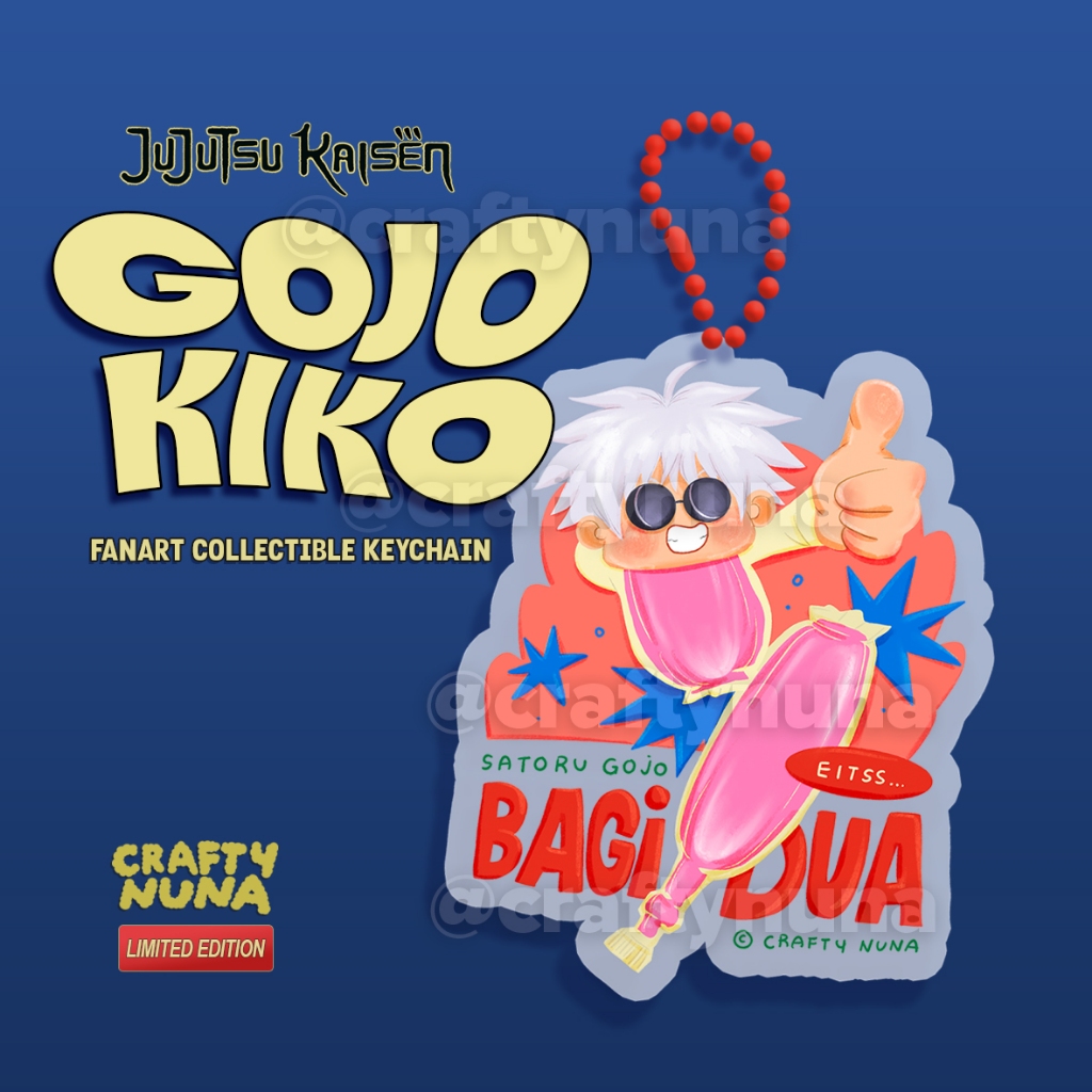 JUJUTSU KAISEN - GOJO KIKO FANART keychain acrylic sticker stiker chibi cute ganci gantungan kunci