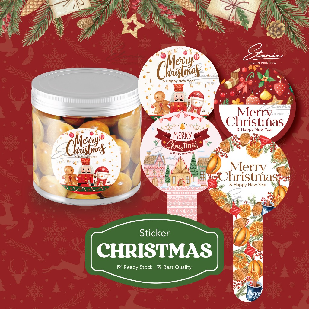 

Sticker Hampers Natal Bulat Stiker Christmas Label Toples Dus Box Kue sticker natal ready stock