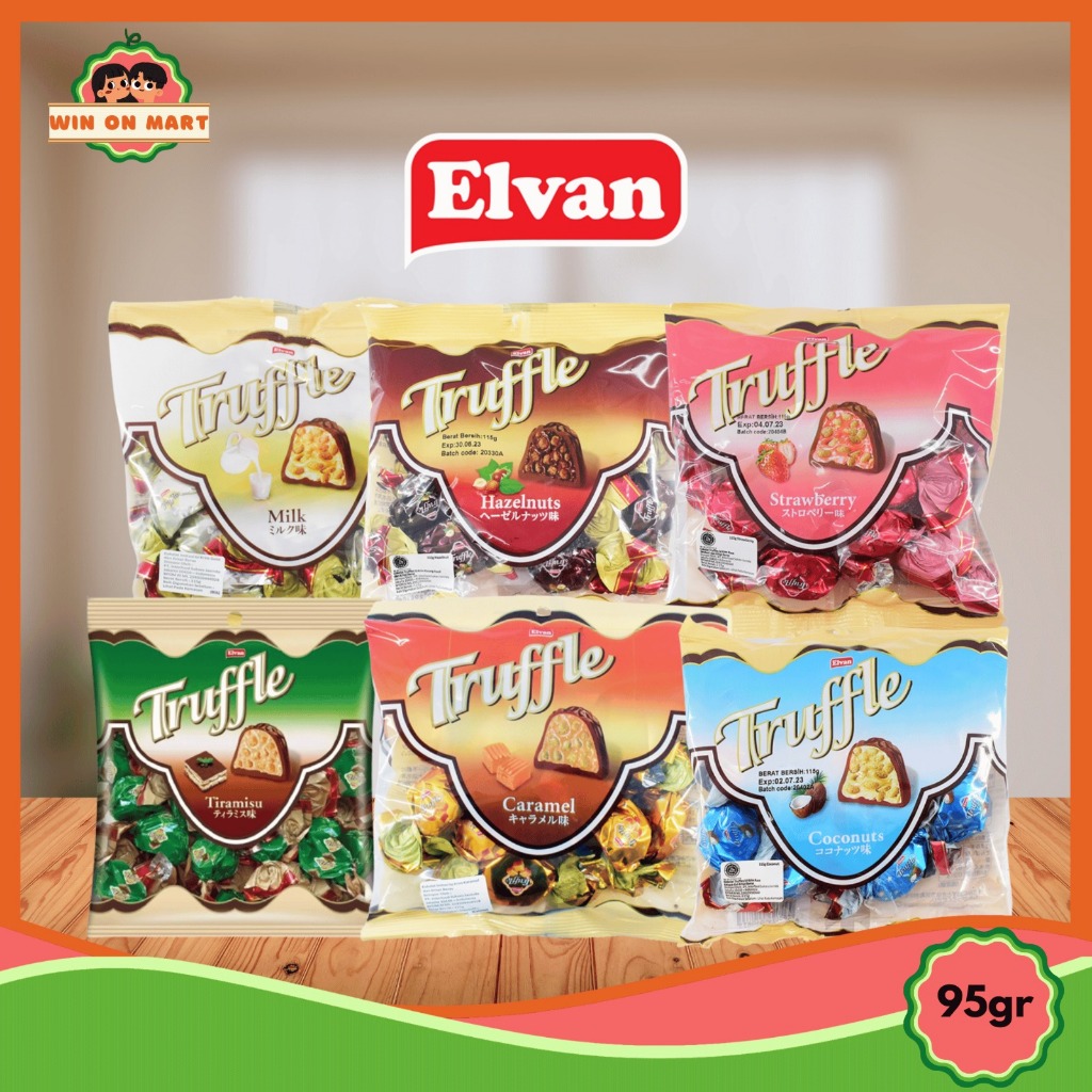 

Coklat | Elvan Truffle Chocolate 115g | Hazelnut | Strawberry | Caramel | Tiramisu | Milk | Coconut