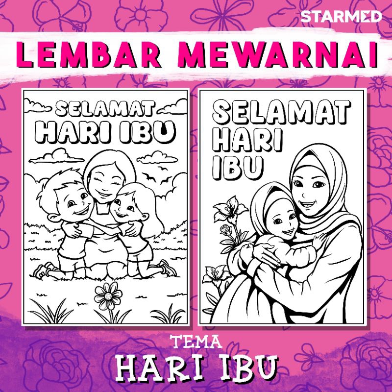 GAMBAR MEWARNAI TEMA HARI IBU UNTUK ANAK PAUD, TK DAN SD | MEWARNAI GAMBAR HEWAN UNTUK ANAK | GAMBAR