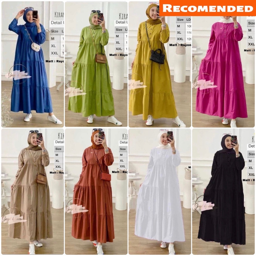 Kirania Dress Terbaru Midi Rayon twill premium dress polos putih busui kekinian jumbo