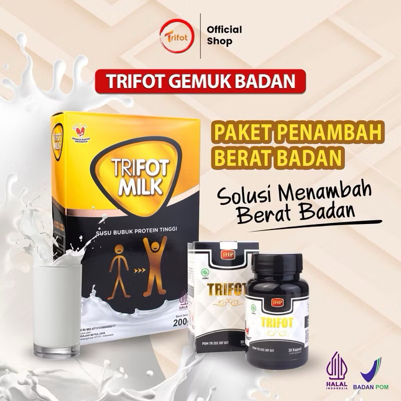 

SPESIAL PROMO - TRIFOTMILK PAKET PENAMBAH BERAT BADAN 30 CAPSUL FREE 1 BOX SUSU
