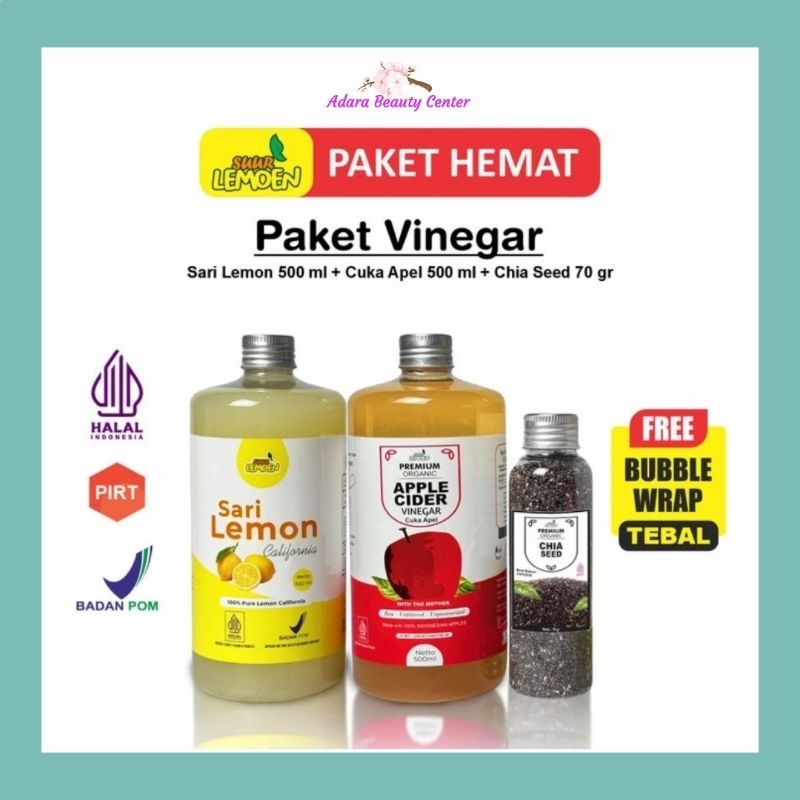 

paket cuka apel + sari lemon 500 ml + chia seed 70 gr minuman diet dan detox sehat alami