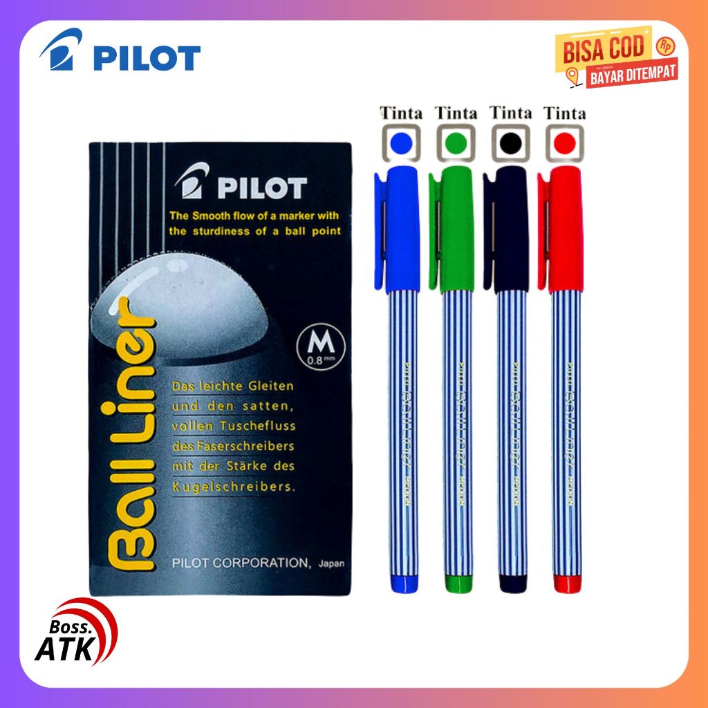 

Pulpen Pilot Balliner 0.8 mm Pulpen Ball Liner Tanda Tangan original Harga Satuan