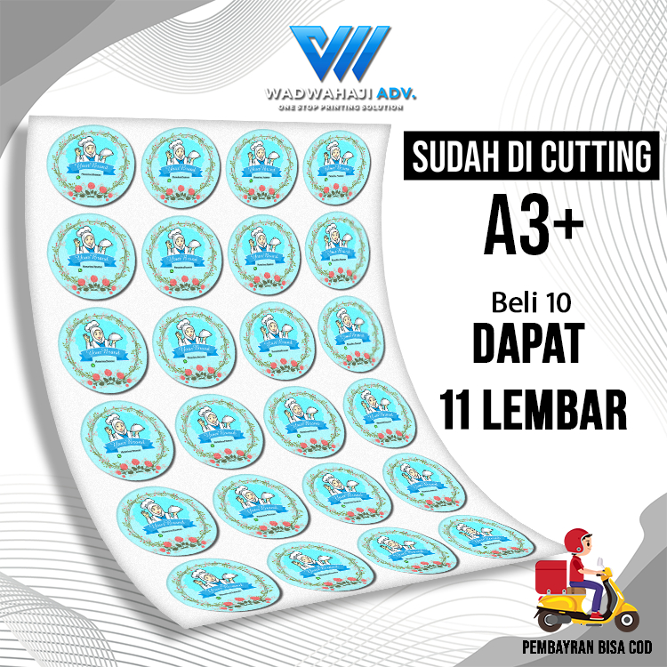 

Cetak stiker A3+ label kemasan makanan dan minuman | Stiker Logo cutting Kiss cut Wadawahaji