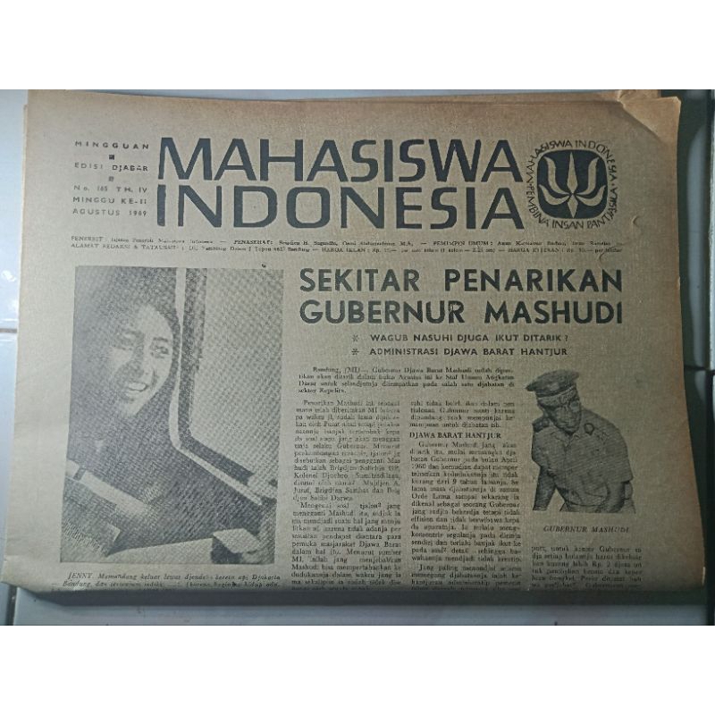 koran kuno mahasiswa indonesia agustus 1969.