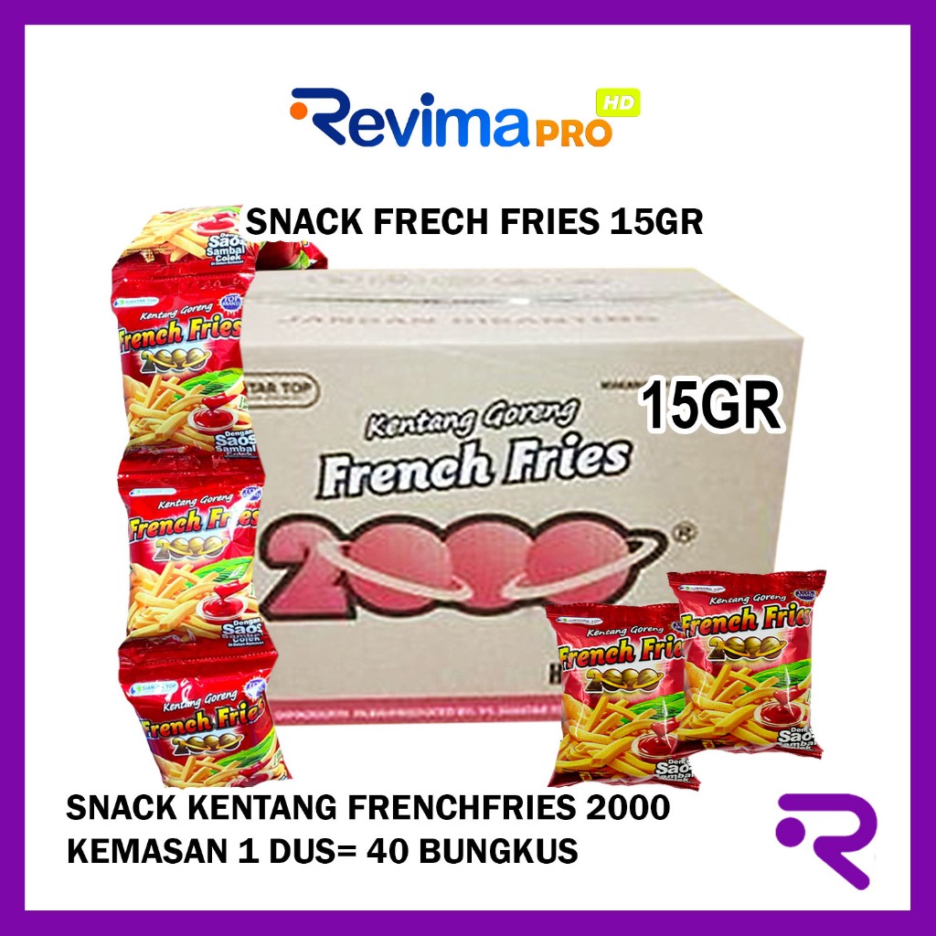 

Snack Ciki FRENCH FRIES 2000 15gr Kemasan 1 Dus isi 40 Bungkus