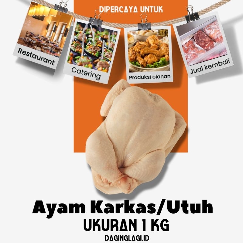 

Premium 1 Ekor Ayam Karkas tanpa jeroan siap masak ukuran 0.5 - 1.5 Kg