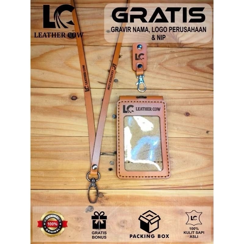 

Tempat ID card kulit mahnet lanyard dengan 3 slot - model flip - foto