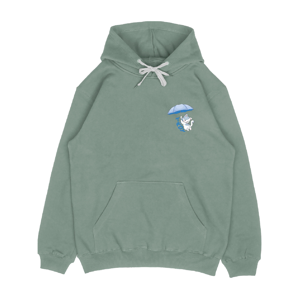 Troy Company Hoodie Green Mint Blue Umbrella Cat - Hoodie Pria Wanita Hijau Mint KH 2632