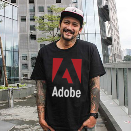 [BISA COD] Casual Unisex Tshirt Logo Adobe Tshirt Bahan 100% Cotton Black | Tangan Pendek & Tangan P