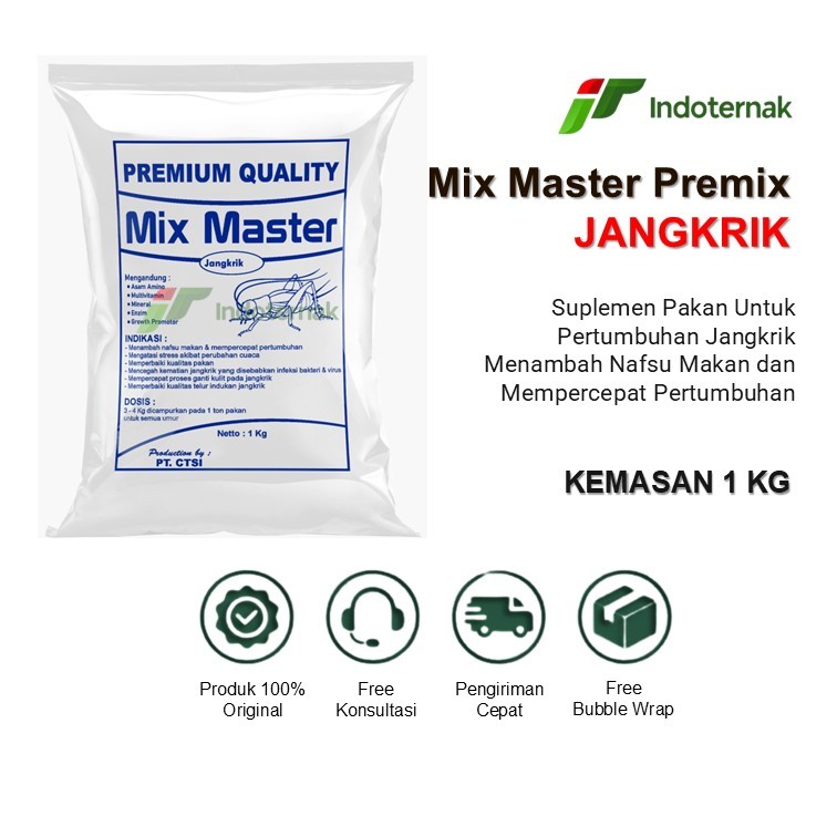 MIX MASTER PREMIX JANGKRIK - Suplemen Pakan Jangkrik Untuk Mempercepat Pertumbuhan Jangkrik