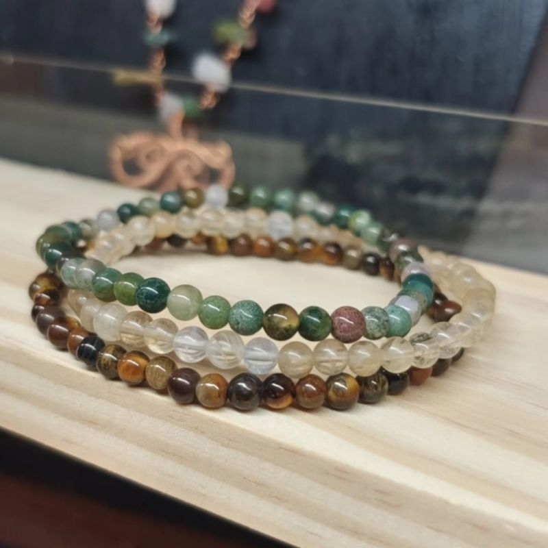 Gelang Batu Alam Butir 4 mm Batu Asli