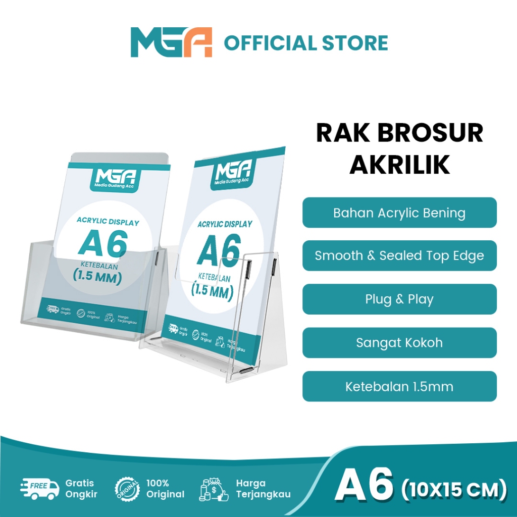 

RAK BROSUR AKRILIK A6 / TEMPAT DISPLAY BROSUR / ACRYLIC DISPLAY