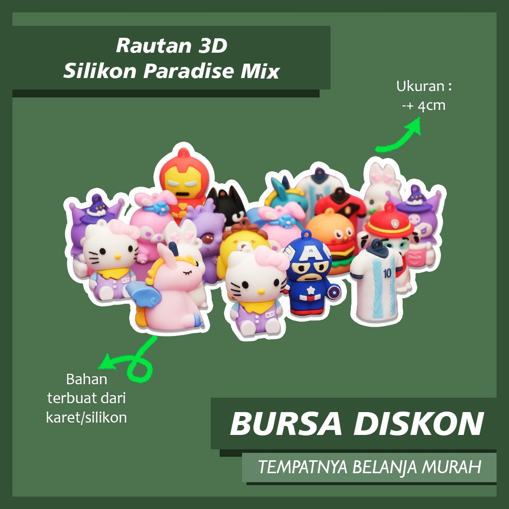 

Rautan 3D Silikon Paradise Mix Sharpener Serutan Pensil Kayu