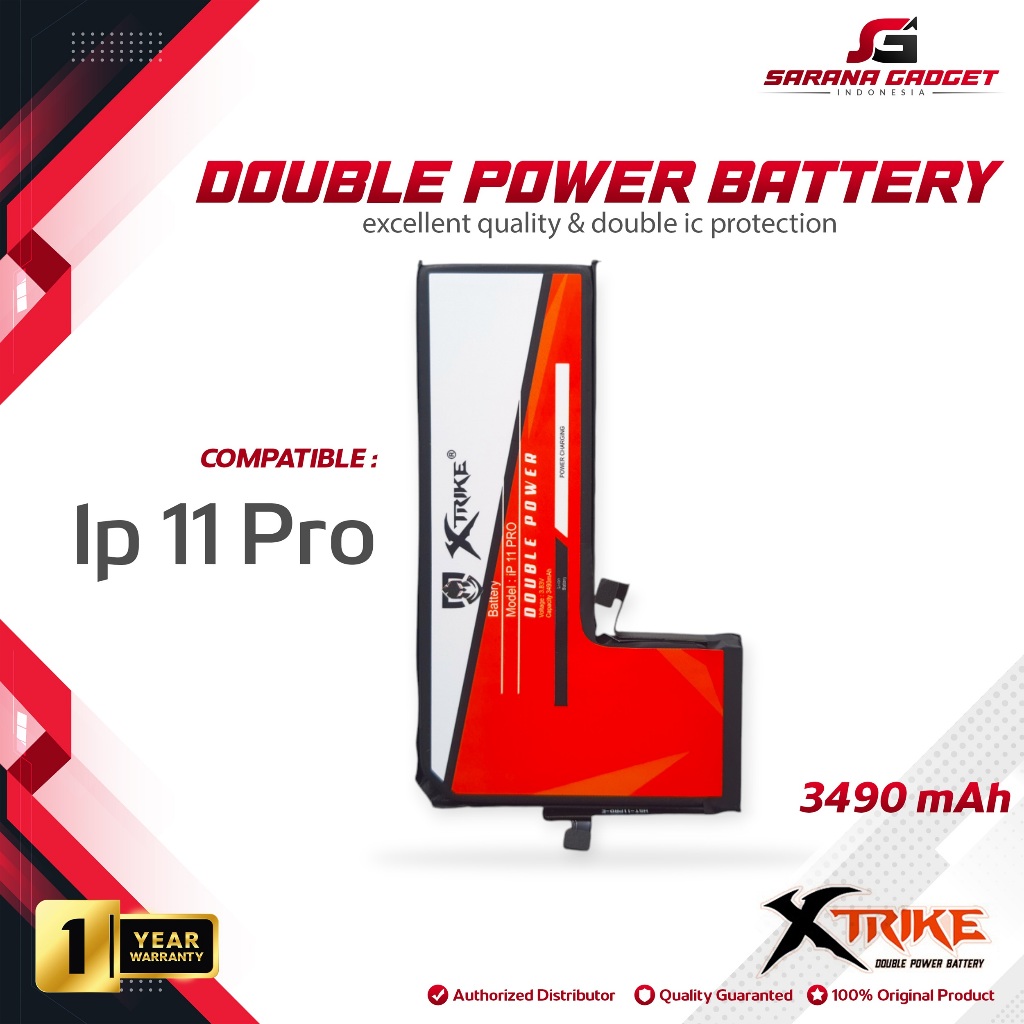 XTRIKE Baterai Double Power Iphone 11 PRO Batre Batrai Battery Dual Apple Ip Ori Original