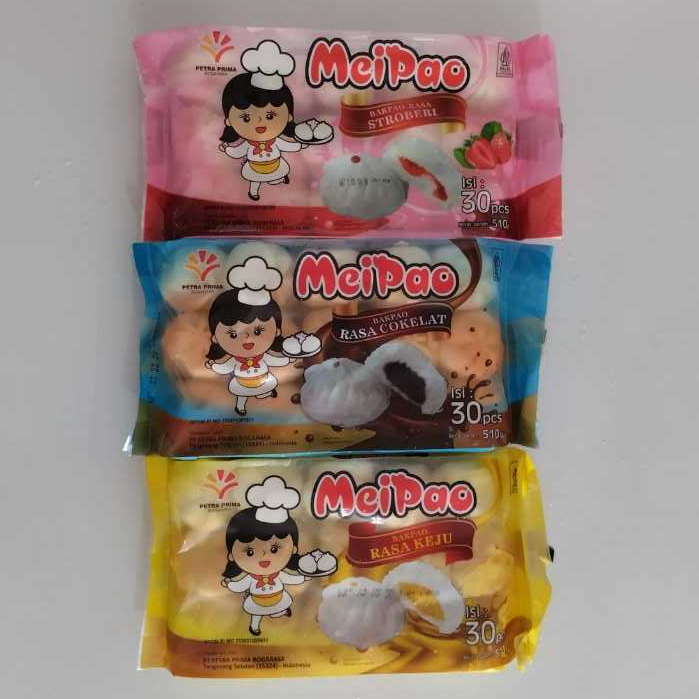 

Mei Pao Bakpao Mini Rasa Stroberi, Cokelat, dan Keju Isi 30 Pcs Minipau Strawberry, Chocolate, Cheese Halal