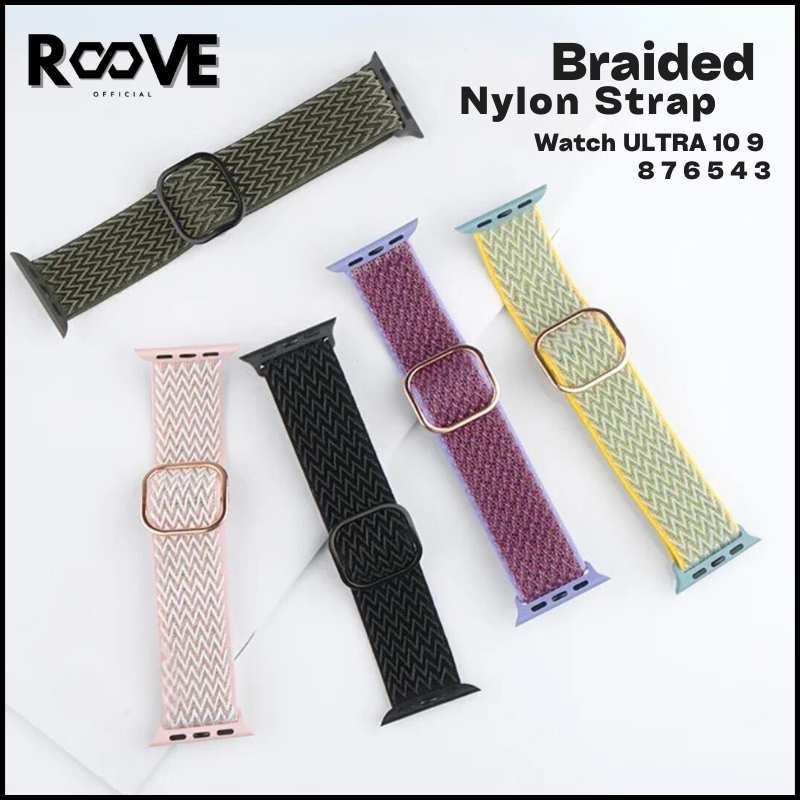APPLE WATCH STRAP Nylon Adjustable Tali Jam tangan IWO Watch series 9 8 7 6 5 4 3 2 1 ULTRA 38 40 41