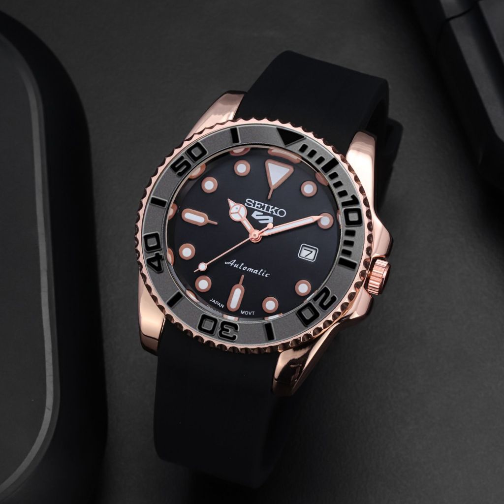 Jam Tangan Seiko Rubber / Karet Mesin 7058 Baterai | Pria / Wanita