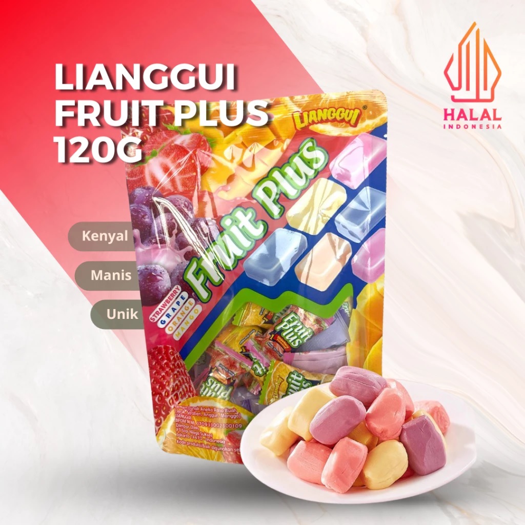 

LIANGGUI FRUIT PLUS PERMEN LUNAK ANEKA RASA BUAH 120 GRAM