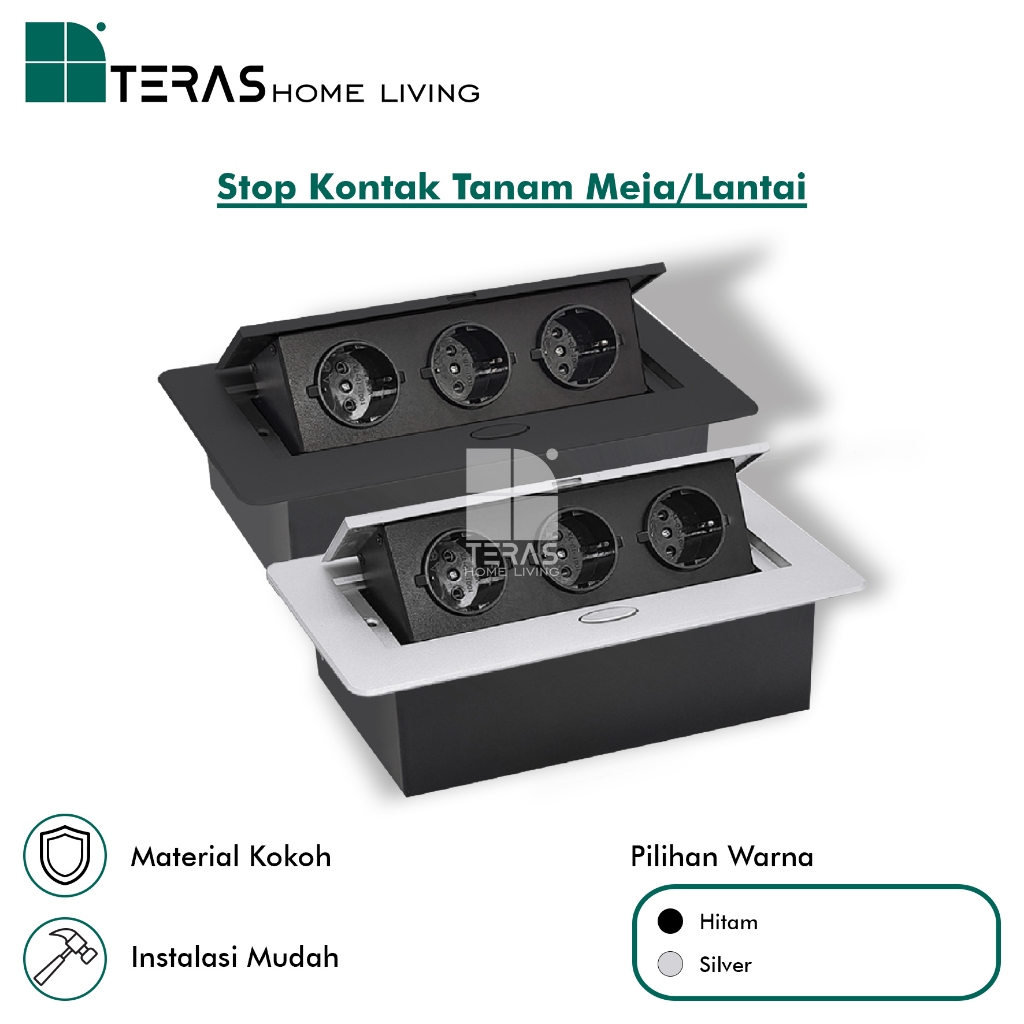 Stop Kontak Tanam 3 Lubang Colokan Stop Kontak Meja / Lantai