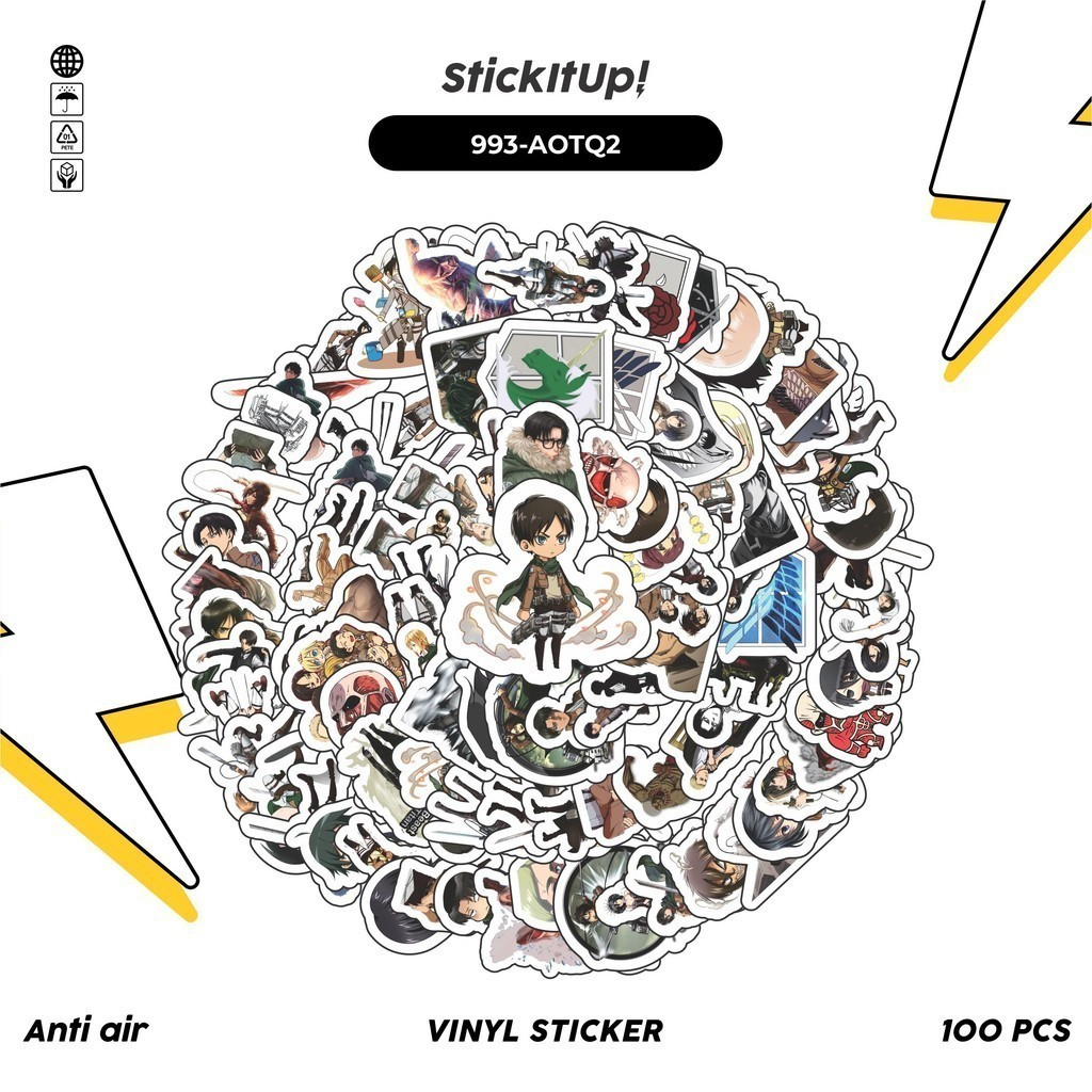 

COD✨ 100 Pcs Stiker Attack on Titan V5 Lucu Anti Air Untuk Dekorasi Notebook Sepeda Skateboard Handphone DIY