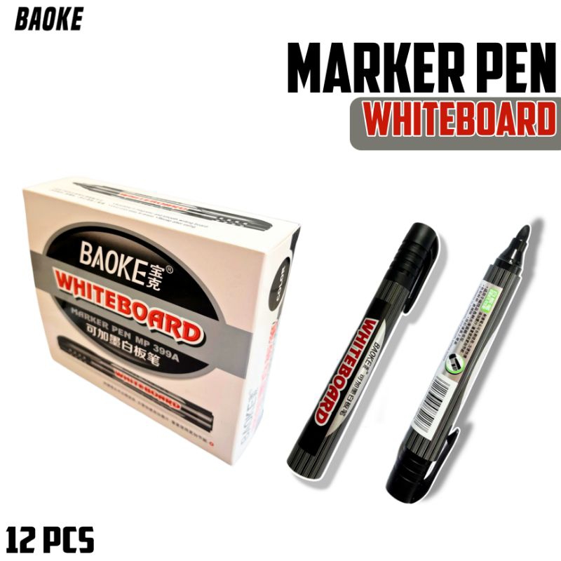 

12 Pcs Spidol Whiteboard Baoke/Spidol Papan Tulis/Spidol Murah/Spidol Besar