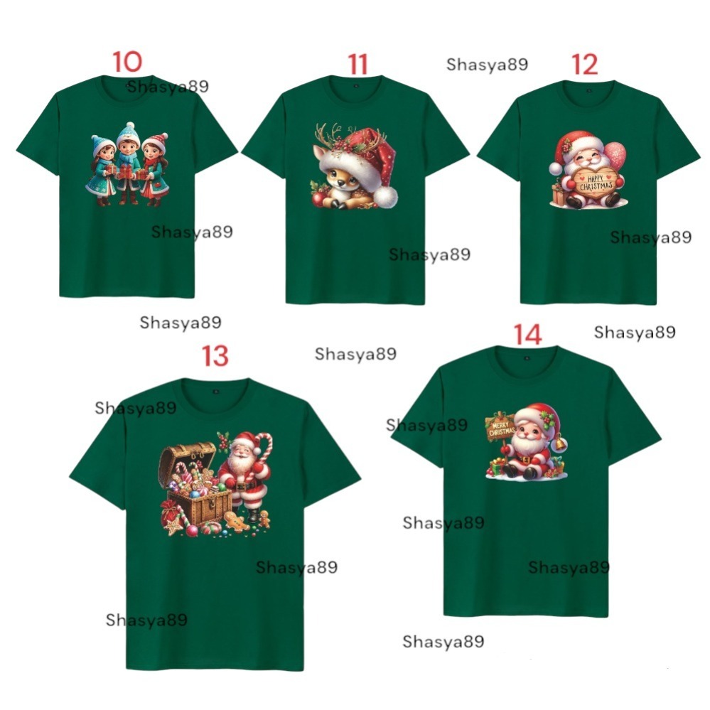 Kaos Natal Santa Rusa - Tshirt Christmas unisex ( Warna Hijau Botol ) Part II