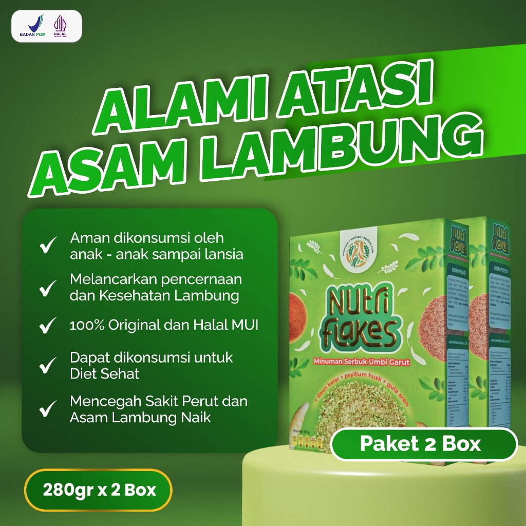 

Nutriflakes Paket 2 Kotak - Sereal Sehat Instan Anti Asam Lambung & Sakit Perut