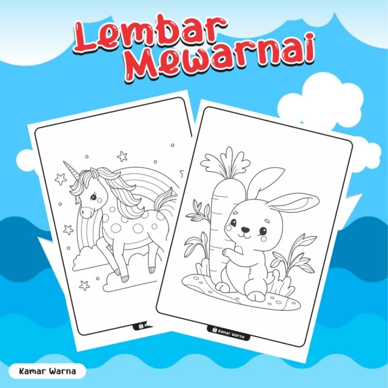 Gambar Mewarnai / Lembar Mewarnai / Kertas Mewarnai Anak - Ukuran A5 - Kertas Tebal 100 Gram