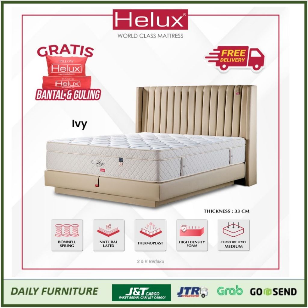 Spring Bed Latex Helux Ivy 6kk Garansi 15Tahun Per /  Matras Helux Ivy / Kasur Latex (FREE BANTAL HE