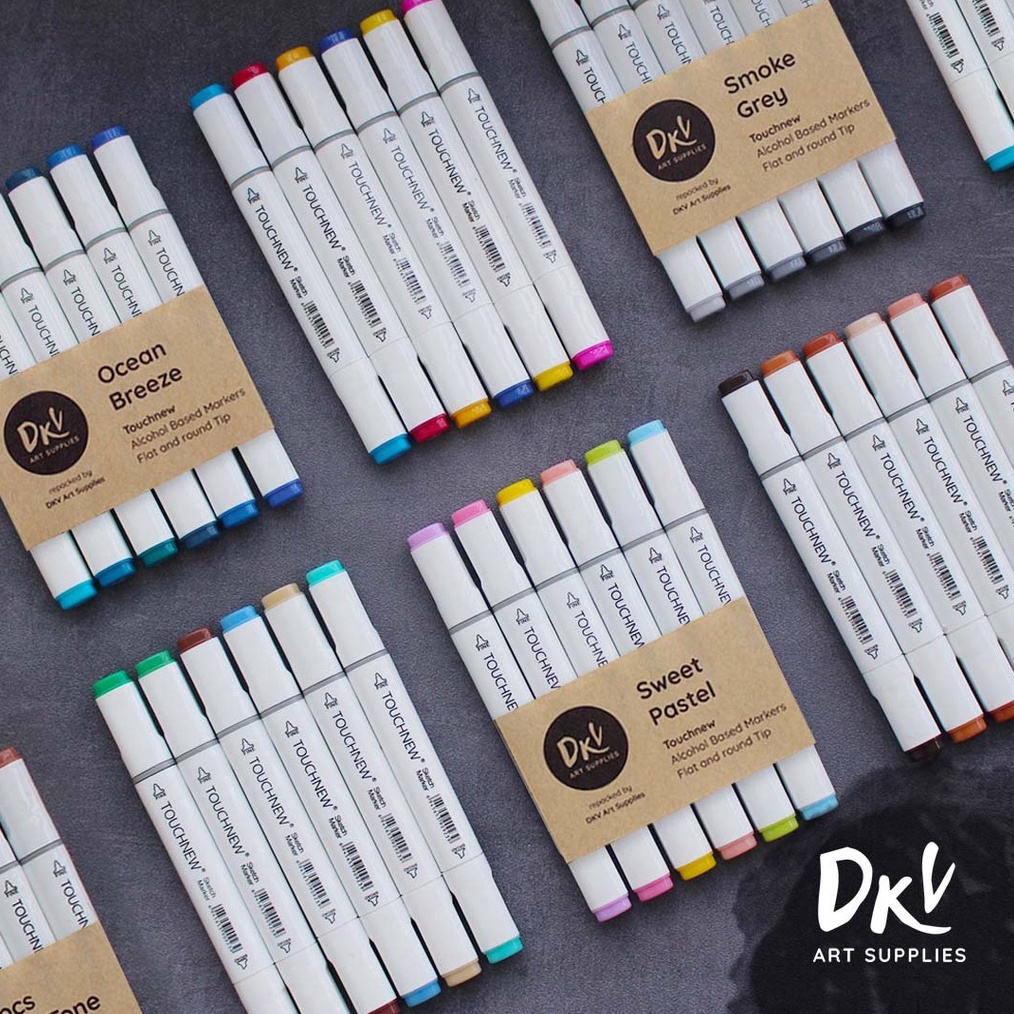 

KODE A26Y Touchfive Touchnew Twin Marker Spidol 6 Warna Kulit Skin Pastel Earth Blue Grey Colors