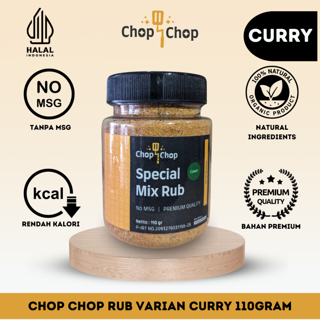 

Chopchop Special Mix Rub Curry Bumbu Marinasi Rendah Kalori bumbu Serbaguna untuk diet 110gr